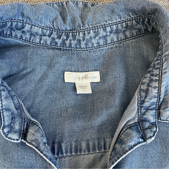 J. Jill Denim Half Button-Front Casual Shirt - Blue - Picture 4 of 10
